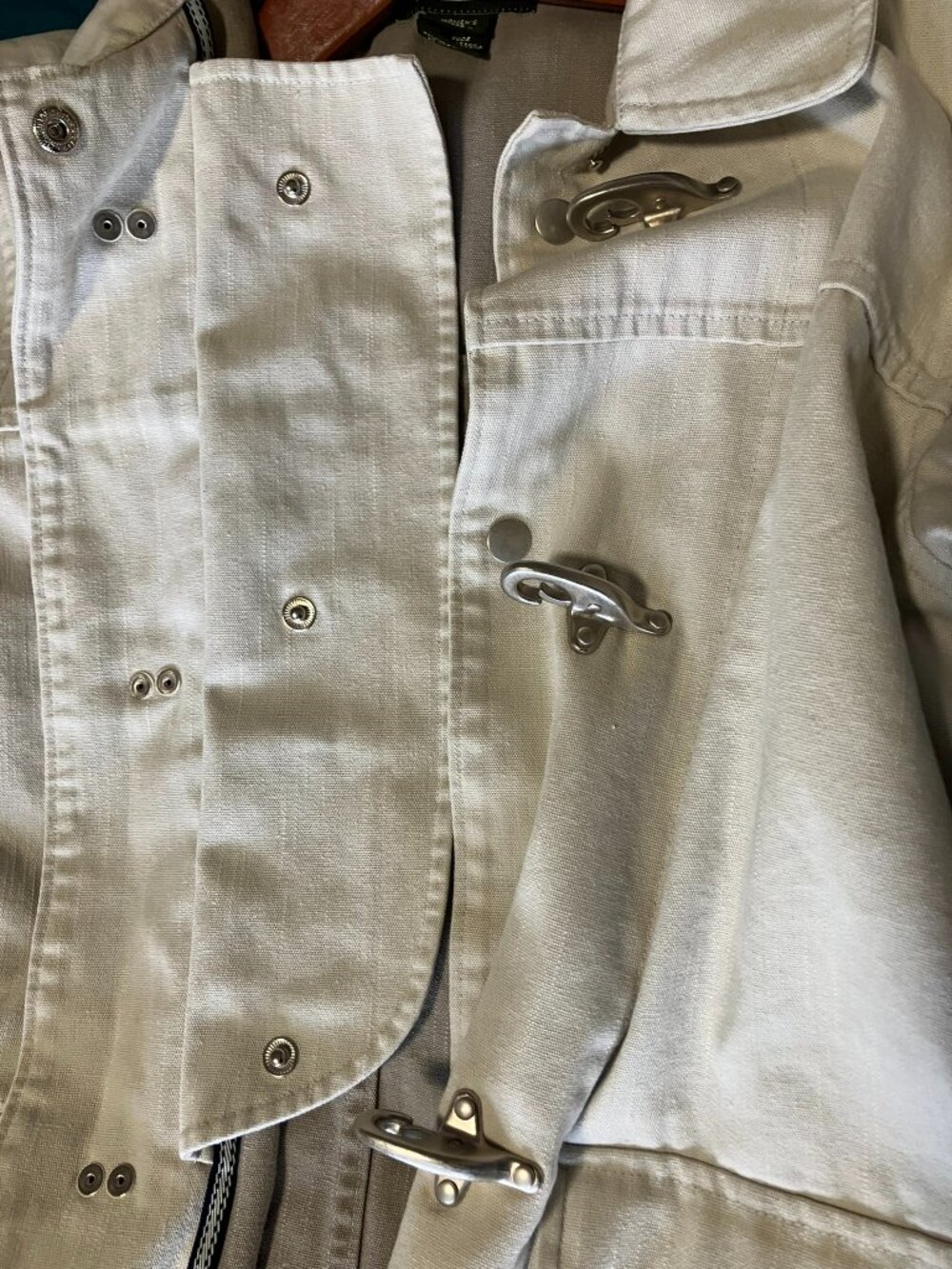 L.L.Bean Women's Small Off-White Utility Jacket | Nautical Hook Clasp Closure - Picture 11 of 13